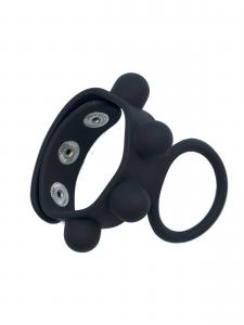 Rude Rider Cock Ring & Ball Strap Silico ne Black