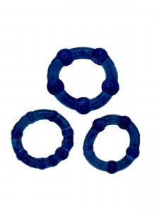 Rude Rider Mini Cock Rings Blue (3-Ring- Set)