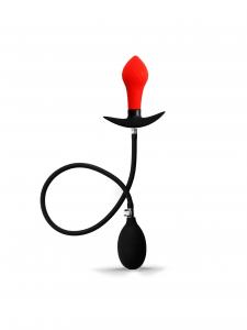 Rude Rider Inflatable Butt Plug Black/Re d With Steel Ball Inside
