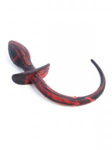 Rude Rider Little Dog Tail Plug 28 x 3 c m Black/Red Silicone
