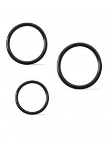 Rude Rider Silicone Cock Ring Thin 3-Set Black